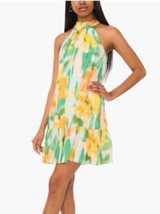 MSK Dresses & Skirts - MSK Floral Sleeveless A-Line Silhouette Halter Dress--NWT--L